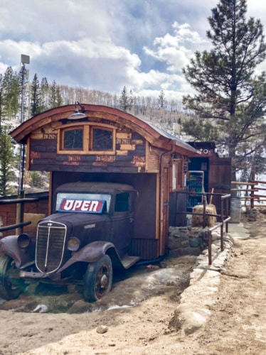 View of the four wheeled tourist attraction at the Strawberry Park Hot Springs