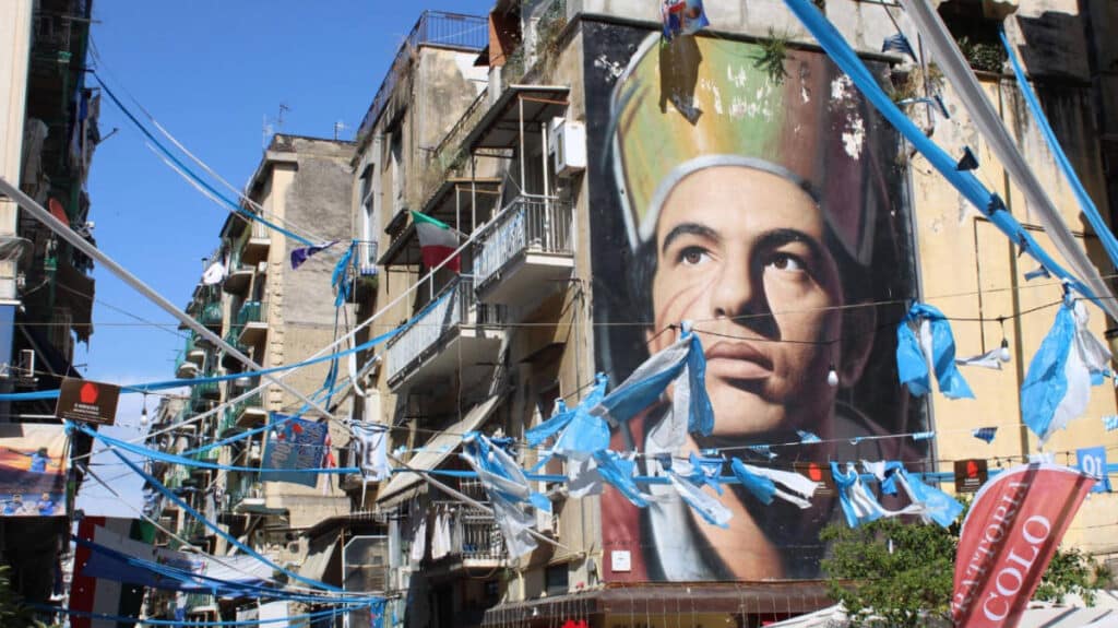 View of a huge street art in Naples