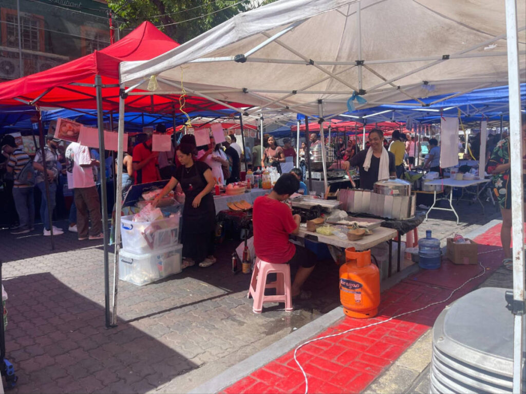 View of people on the street market in Barrio Chino of Santo Domingo