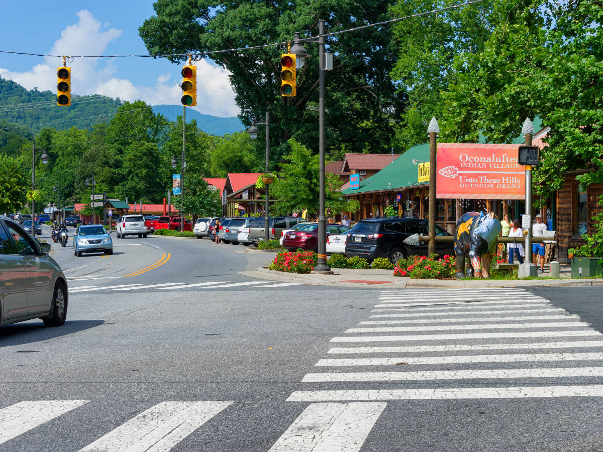 A pedestrian lane on a street in Cherokee