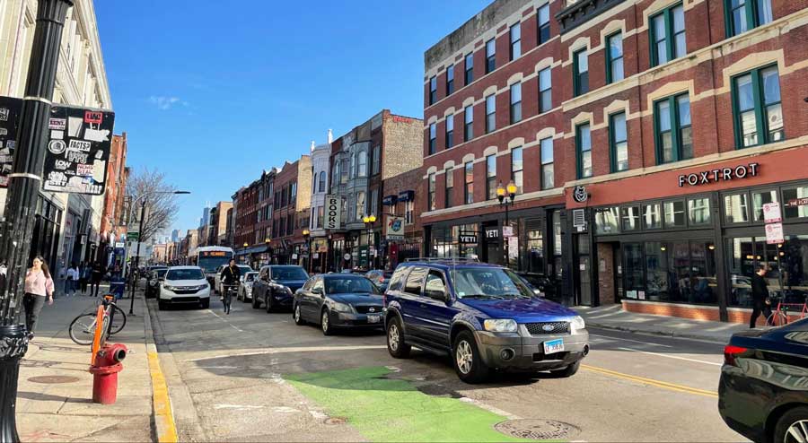 Cars in a street in Chicago, Illinois