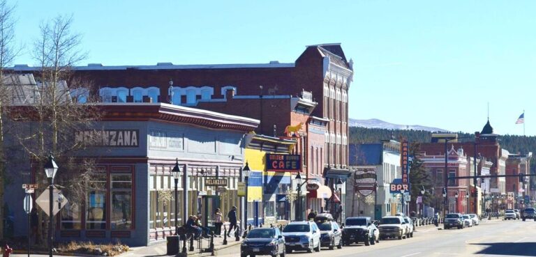View of the street with shops around Leadville