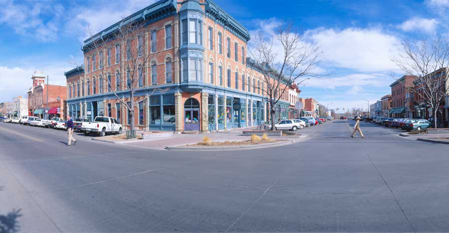 View of a street in Old Town Fort Collins