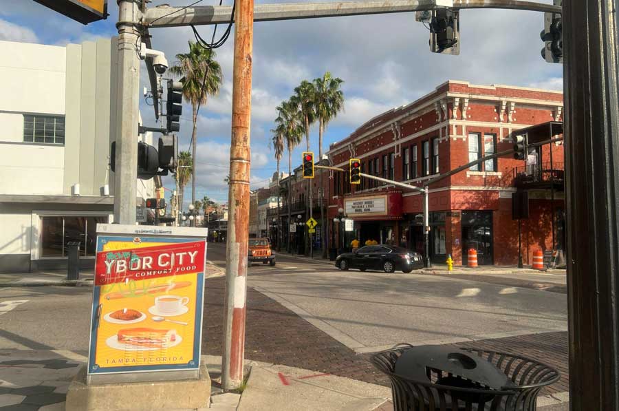 View of the peaceful street of Ybor City in Florida