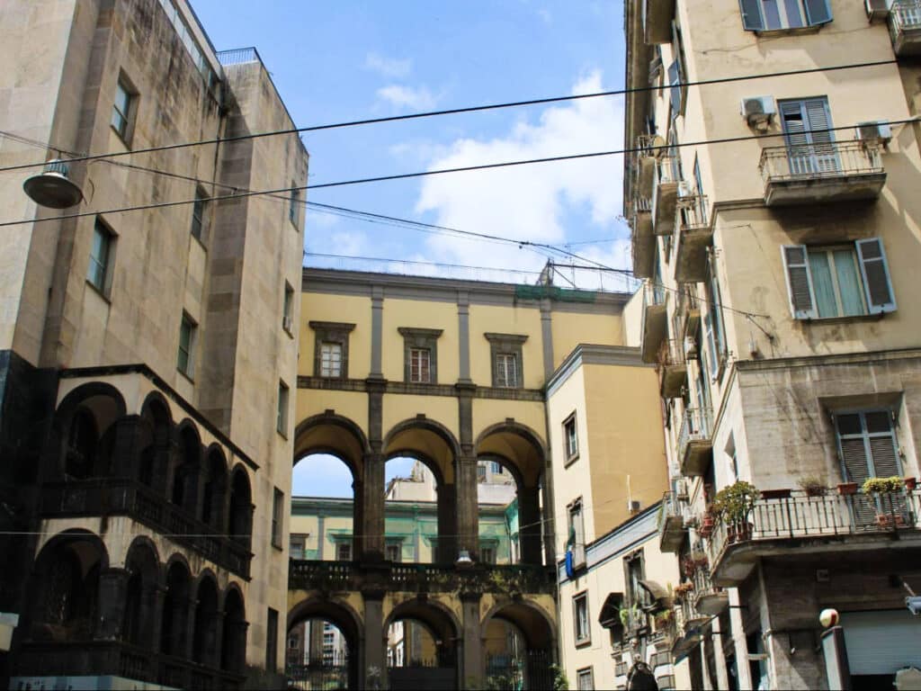 View of the old buildings at the street of Naples