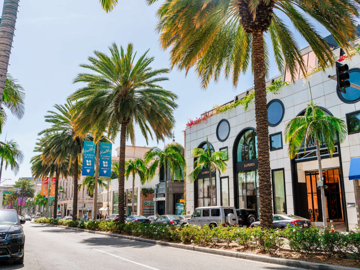 View from the streets of Rodeo Drive in California