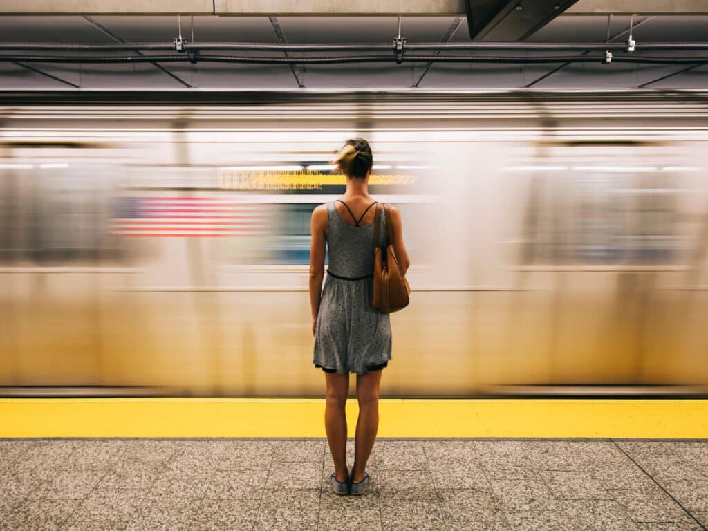 A woman at the New York City subway