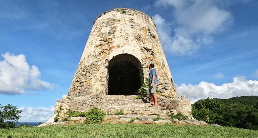 The author in one of the ruins of sugar mills in St. Croix