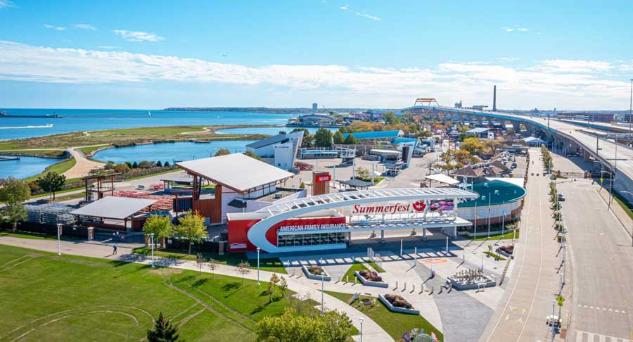 Aerial view of the Summerfest in Milwaukee