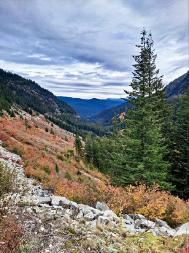 Scenic view from the trail to the summit of Mount Rainier National Park