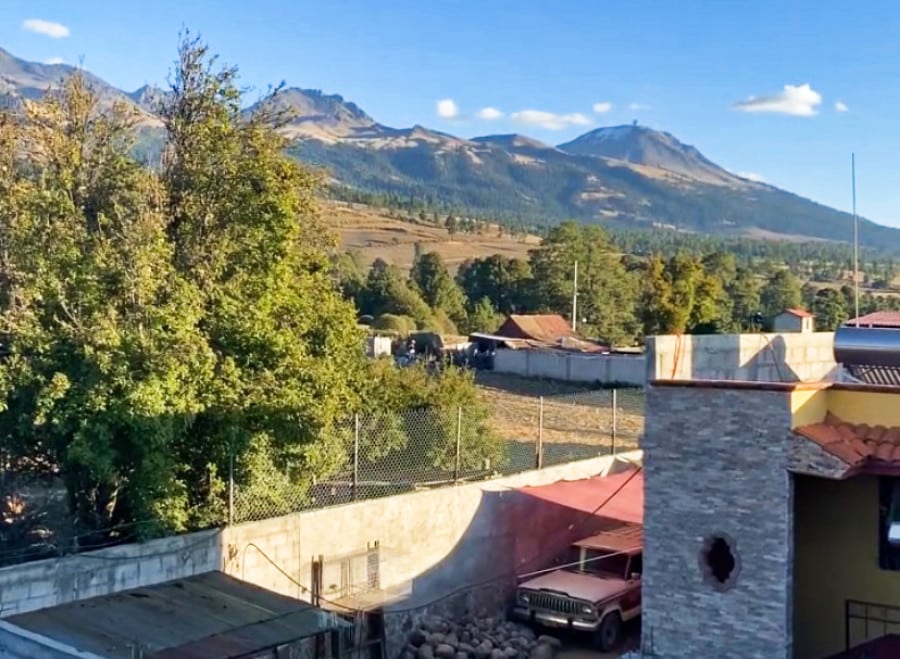 View of the summit of the mountain ranges from the hotel roof