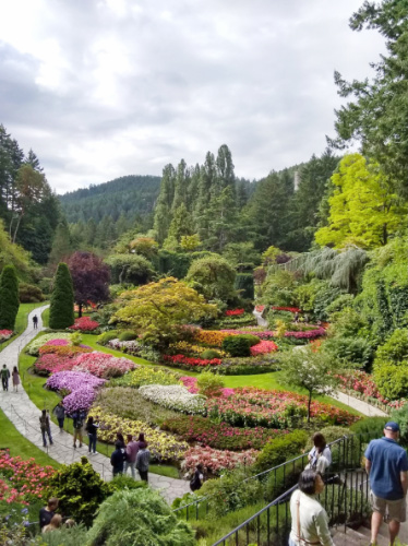 People at the sunken garden in Butchart Gardens