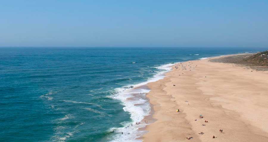 Aerial view of a people at a beach in Portugal