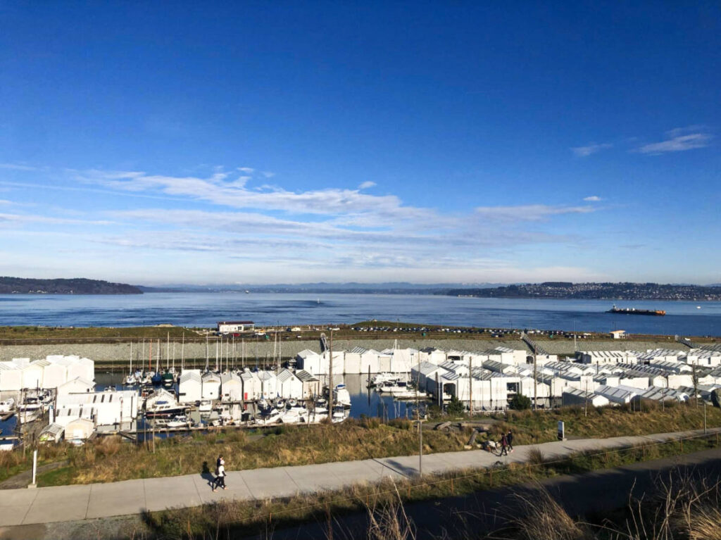 Panoramic view of the buildings in front of the ocean