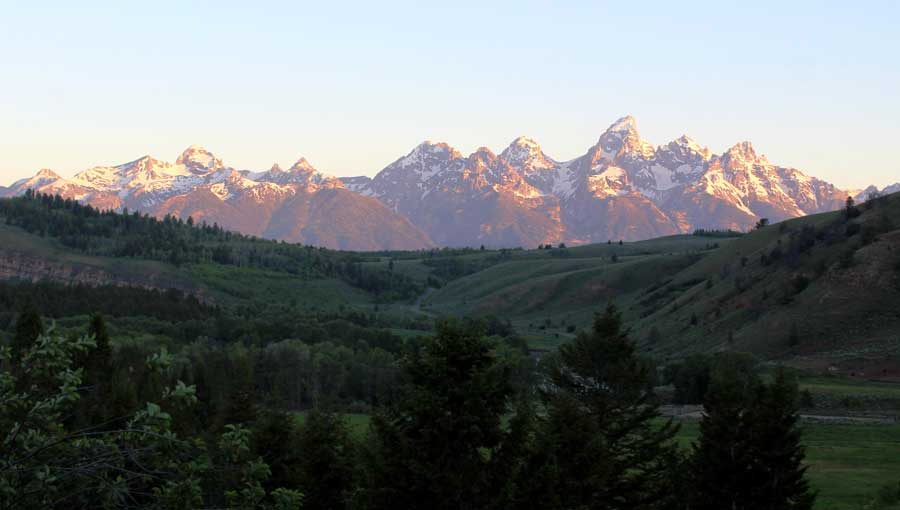 View from the Grand Teton National Park during sunrise