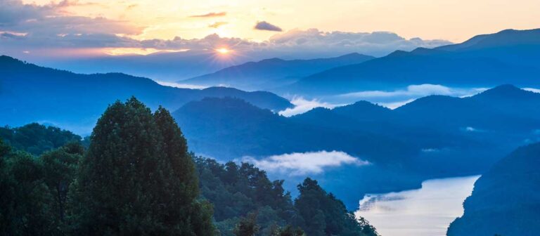 View of the sunrise in Great Smoky Mountains National Park