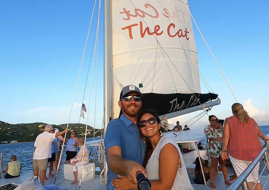The author with his wife during their Sunset cruise in USVI