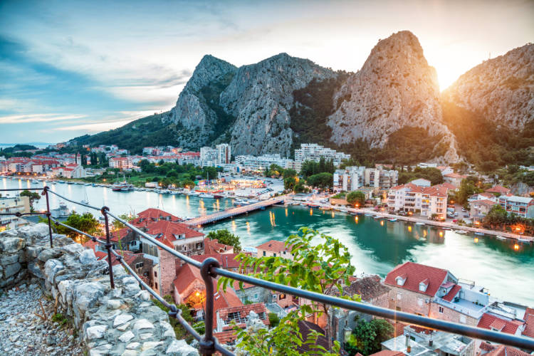 The sunset behind the hills in Croatia