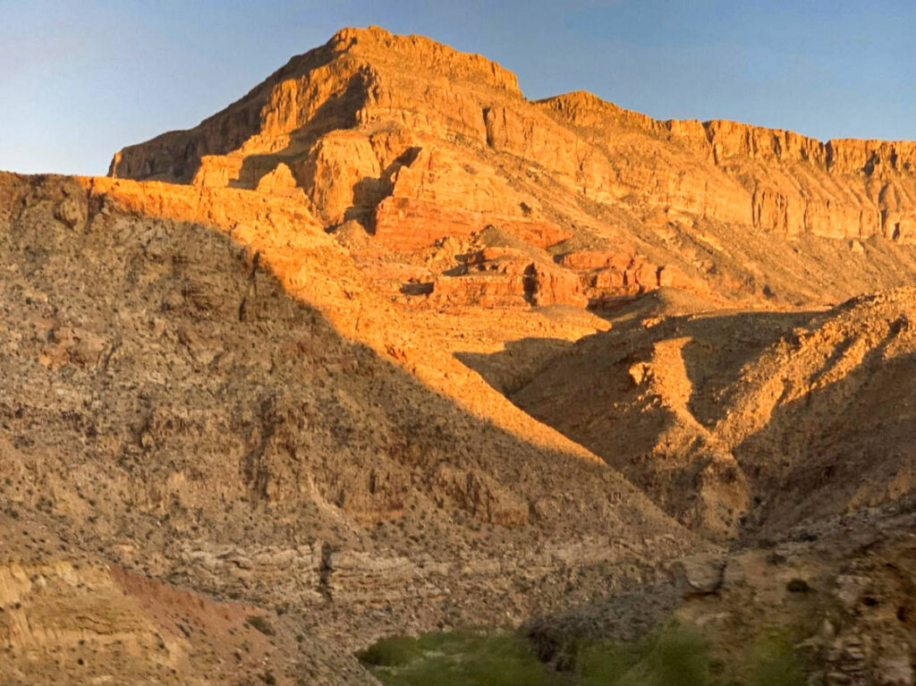 Sunset reflecting on the rock formations