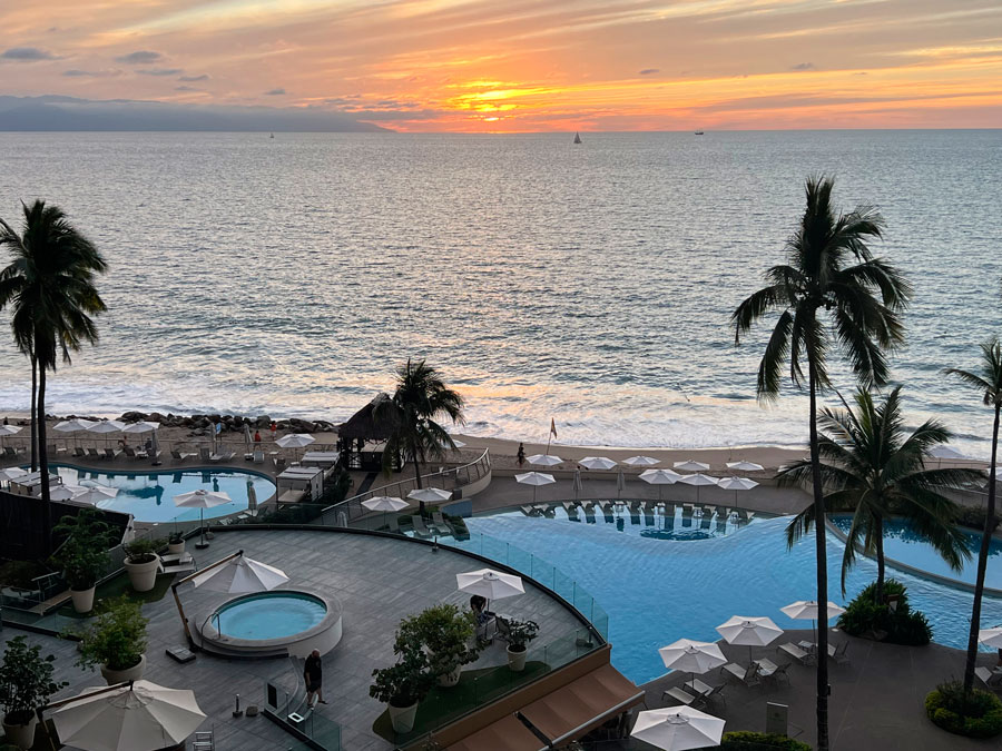 Overlooking view from Sunset Plaza Beach Resort during sunset