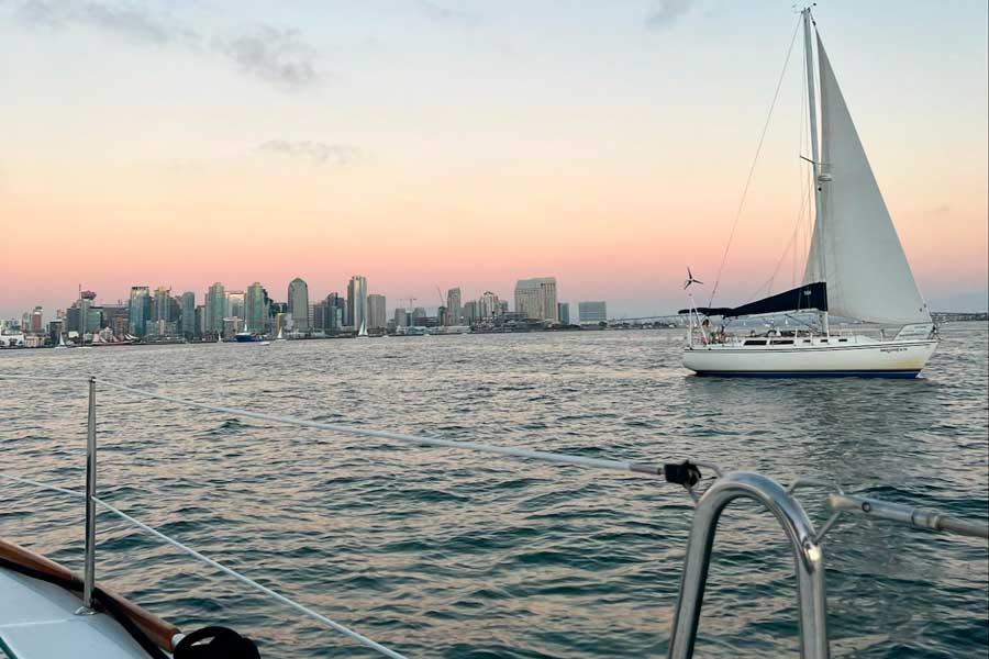 View while on a sunset sail tour in San Diego Bay