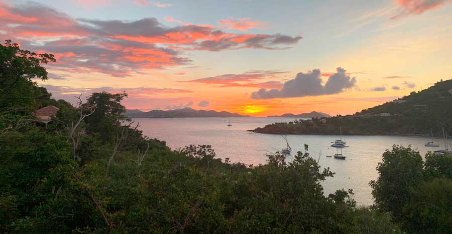 Overlooking view of the Great Cruz Bay during sunset
