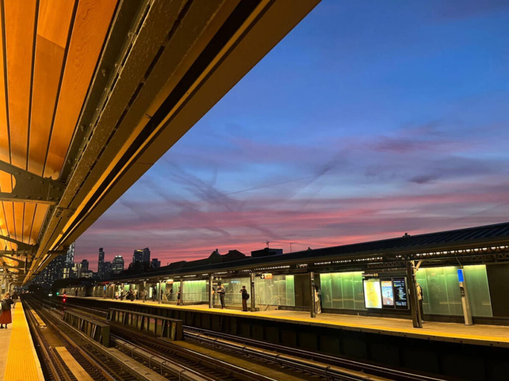 Scenic sunset view from the Broadway Station