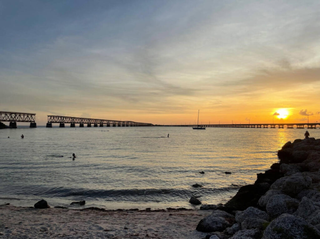 Scenic view of the sunset at the main beach of Bahia Honda State Park