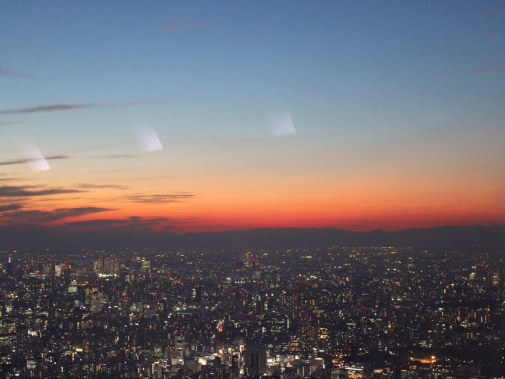 Views of sunset at the Tokyo Skytree
