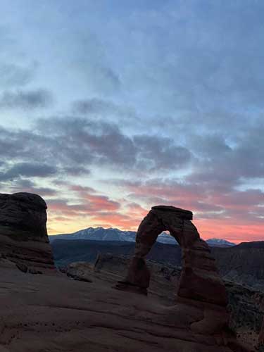 Scenic view during sunset in the Delicate Arch