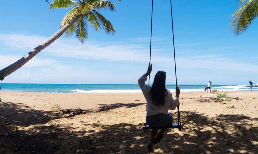 view of the author on a swing enjoying the view