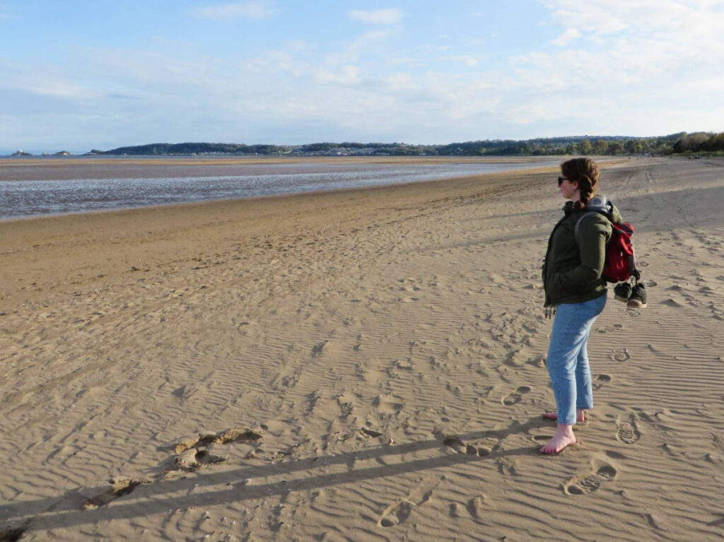 The author, Ruthie Walters admiring the view in Swansea Beach