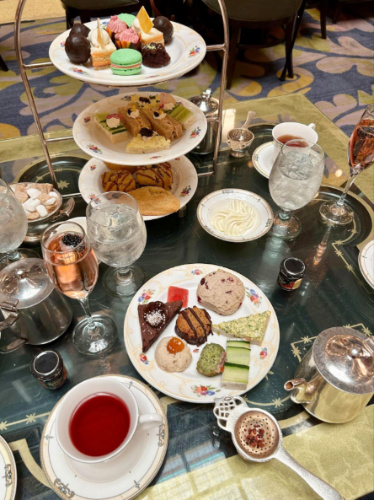 A table full of sweet and savory bites at The Brown Palace Hotel