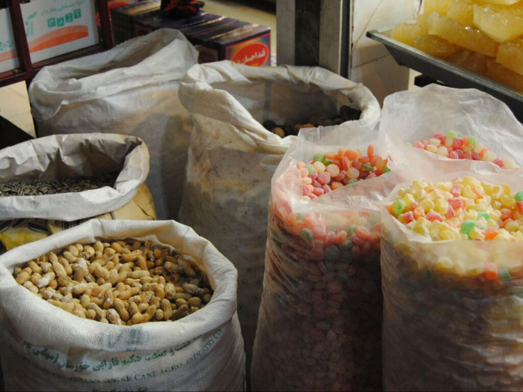 Sacks of different kinds of Sweets in Iran