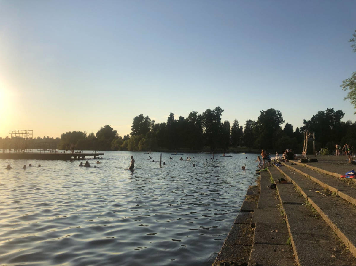 People swimming in Green Lake Park