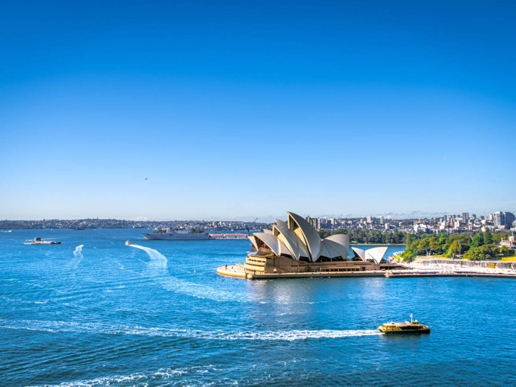Clear blue sky over the Sydney Opera House