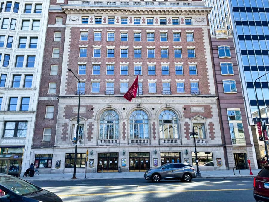 Exterior view of the Symphony Center from across the street