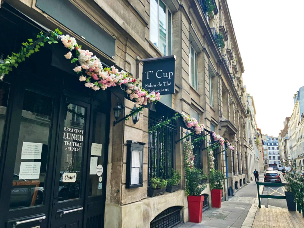 View of the flowery exterior of T' Cup restaurant