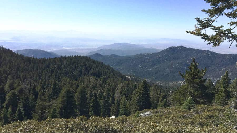 Panoramic view of the scenic mountain ranges from Tahquitz Peak Trail