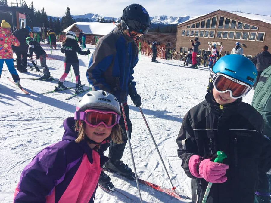 People at a busy ski resort in Colorado