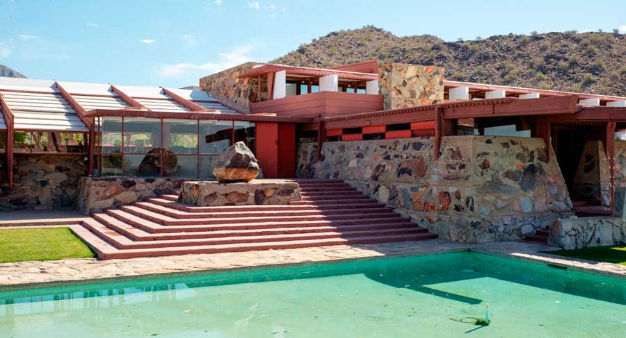 The Taliesin West under the clear blue sky