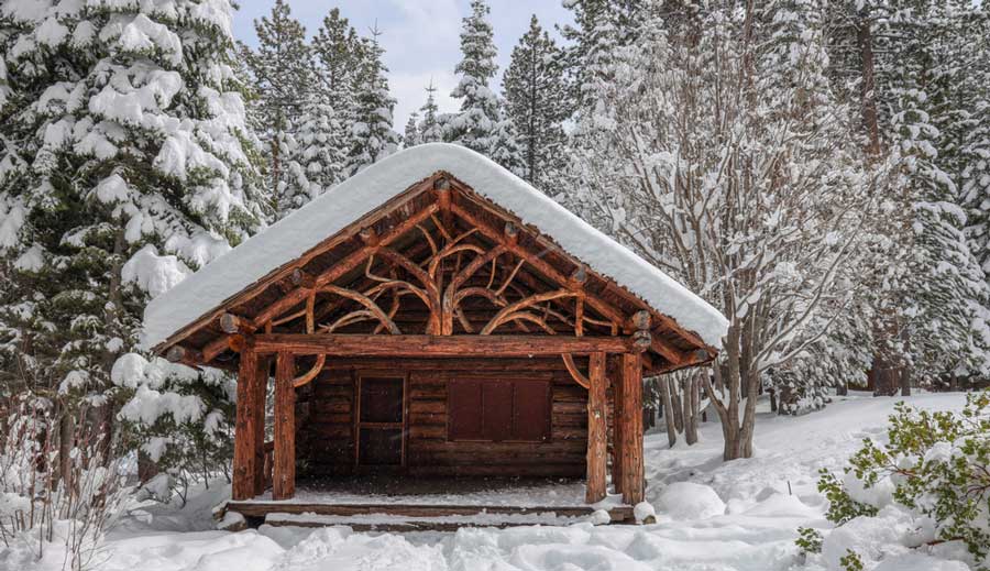 The Tallac Historic Site covered with snow during winter season