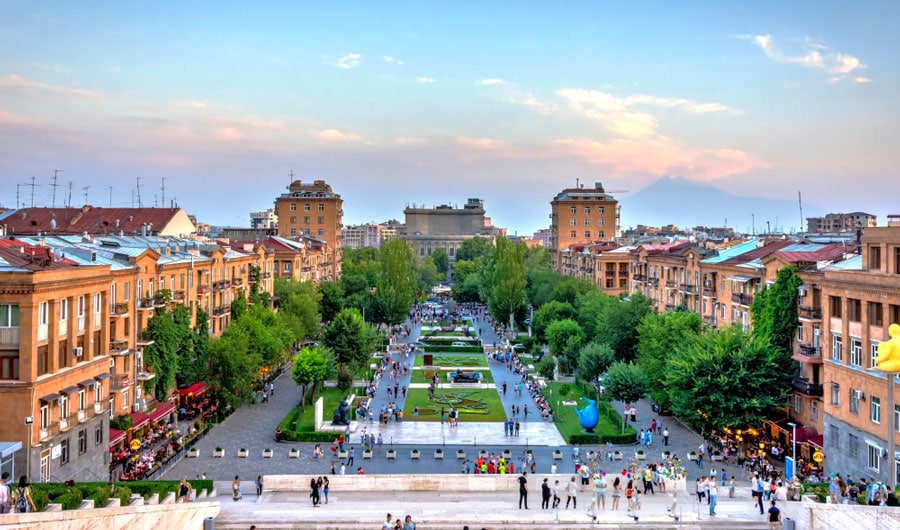 View of people in Tamanyan Park