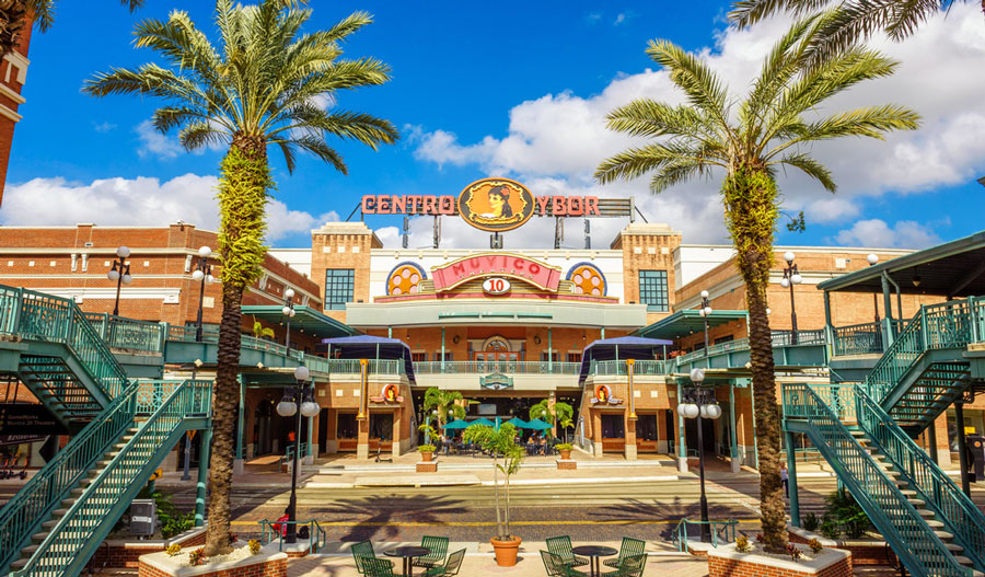 View of the Centro Ybor shopping center during sunny day