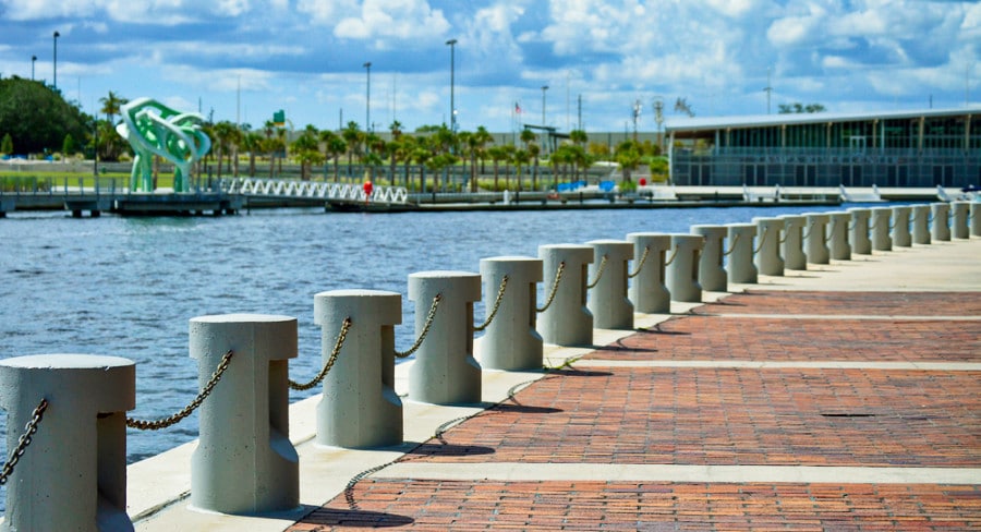 View at the Tampa Bay riverwalk on a sunny day