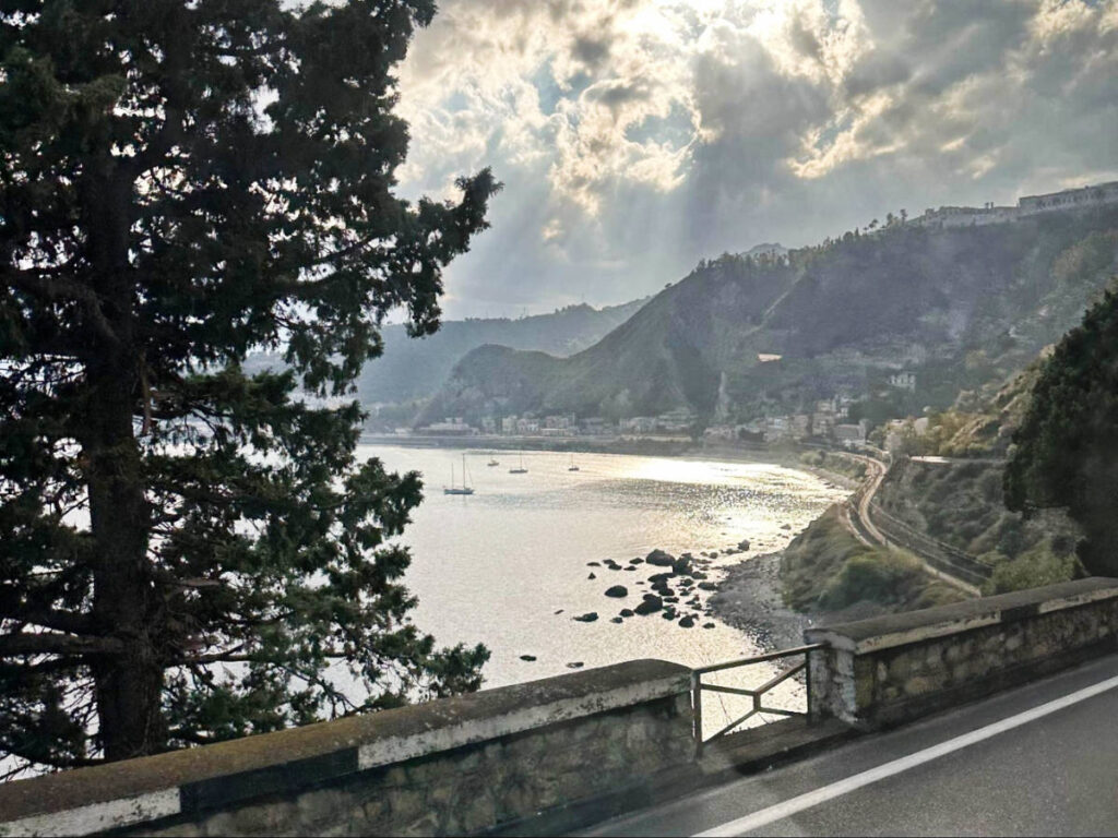 View of the author from the bus in Taormina