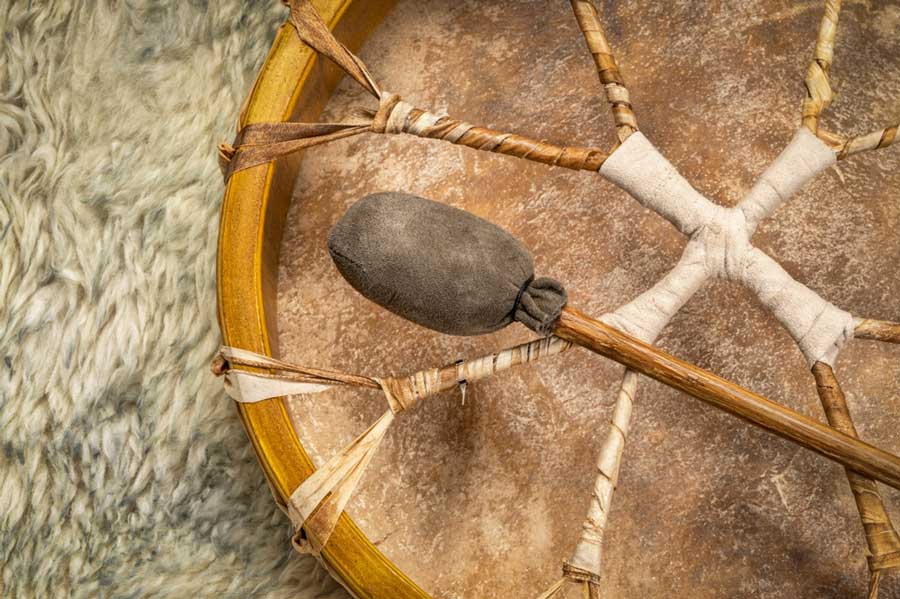 A handmade drum in Taos Drum Co