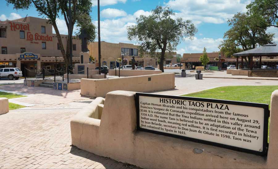View from the historic Taos Plaza in New Mexico