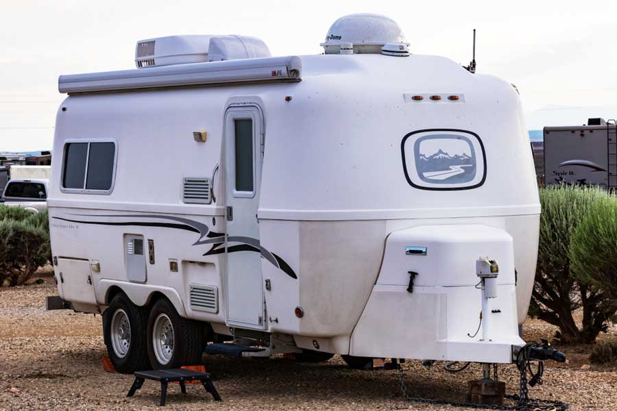 An RV parked at the Taos Valley RV Park