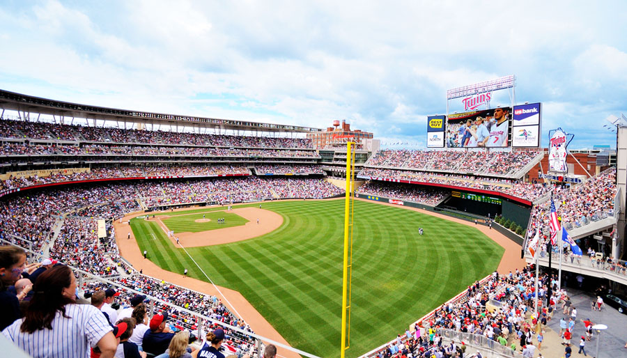 View of people watching a game in the Target Field in Minneapolis